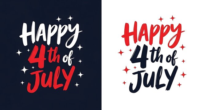Festive happy 4th july typography celebrating american independence day with stylish text
