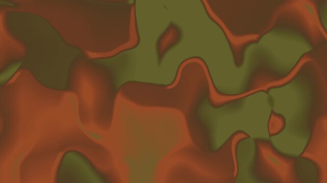 Abstract Forest Camouflage Background Loop With Earthy Moss Green And Muddy Clay Brown Fluid Forms