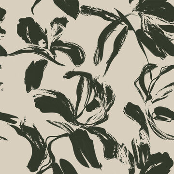 Abstract Floral Brushstrokes Textile Design Pattern
