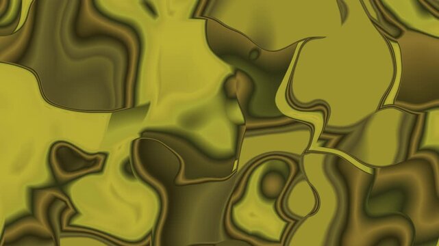 Abstract Olive Camouflage Background Loop With Organic Fluid Shapes And Olive Green Liquid Motion