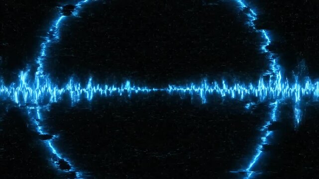 Vibrant blue sound wave pulses through a dark, abstract digital space, evoking communication and technology.