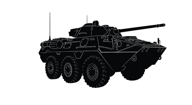 Silhouette of a military armored vehicle likely an infantry fighting vehicle