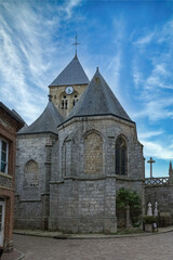 Fototapeta premium Veules-les-Roses on the Cote d’Albatre in Normandy, the Saint-Martin church 