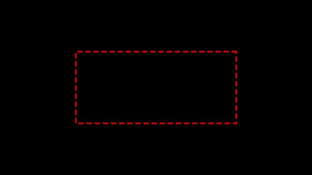 Red dashed line bar frame border seamless loop animation with soft glow effect on black background.