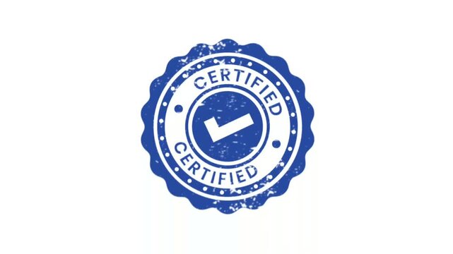 Certified stamp animation with dark blue color