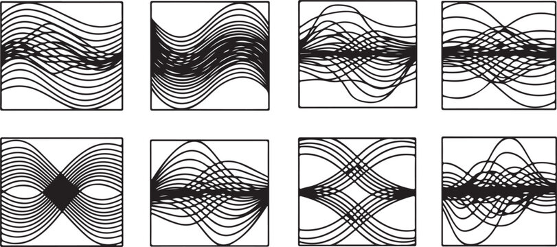 Visualization of mathematical functions and complex curves in grid patterns Vector