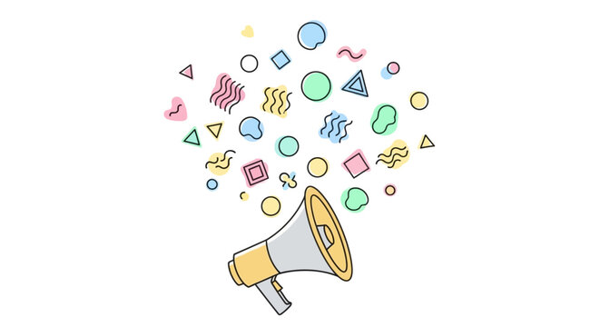 Colorful Megaphone with Various Shapes.