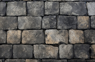 Naklejka premium Processed collage of pavement cobble stones surface texture. Background for banner, backdrop.