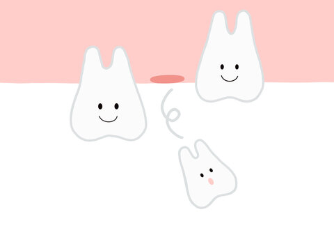子供の歯の生え変わり 乳歯が抜けた状態のイラスト