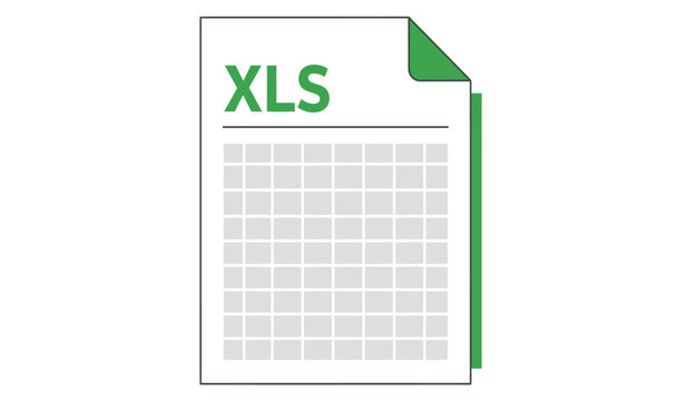 This image depicts a flat stylized representation of an excel spreadsheet file icon featuring a green accent high quality professional detailed modern elegant stylish