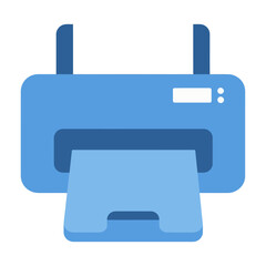Obraz premium Vector blue printer icon with extended paper tray