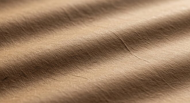 Close-up view of a light brown textured surface with wavy shadows and subtle creases.
