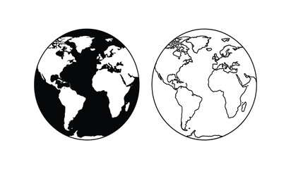 Obraz premium This graphic displays two circular representations of earth one fully shaded black and the other as a white outline contrasting geographical depictions high quality