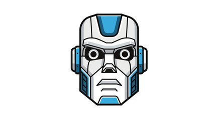 Fototapeta premium Futuristic robot head with blue accents and striking circular eyes