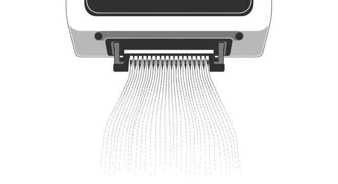 Close-up of a device with multiple thin cables fanning out below