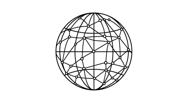 Abstract sphere with interconnected nodes, representing global network
