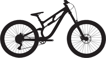 Fototapeta premium Full suspension mountain bike silhouette isolated on checkered background, extreme sports and cycling icon