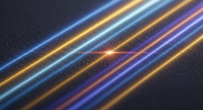 Abstract glowing light streaks intersecting on a dark textured background, representing data flow or technological pathways.