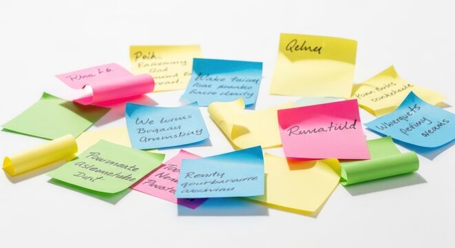 Colorful Sticky Notes with Handwritten Notes.