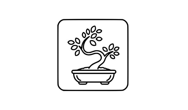 Minimal bonsai tree icon vector with linear style for mobile app and web design