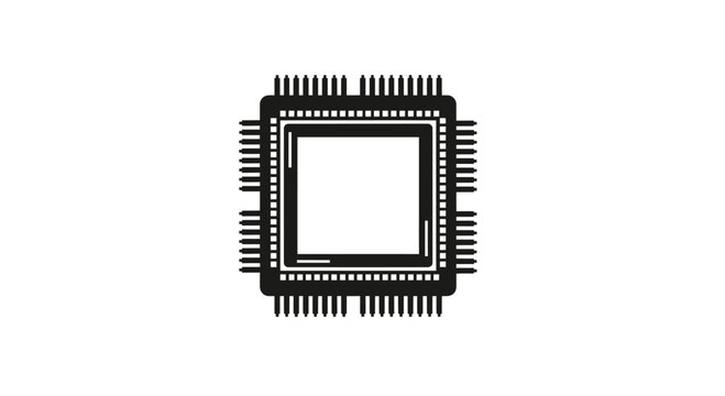 Black and white illustration of a central processing unit with pins