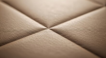 Fototapeta premium Close-up view of a soft, textured brown surface with a central tufted or quilted pattern, creating a diamond-like design.