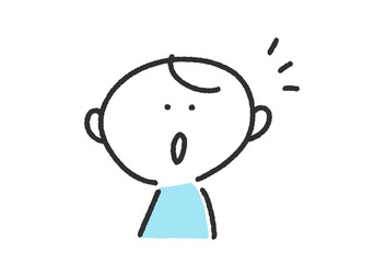 Obraz premium 気がつくかわいい手描きのかわいい男性キャラクター アイデア・ひらめき・思い付く