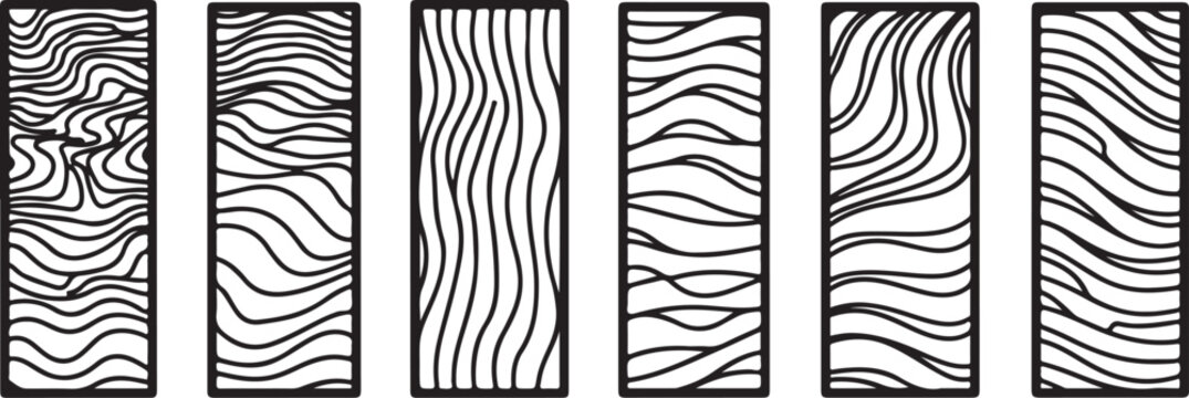 Minimalist line art of six different fingerprint patterns Vector