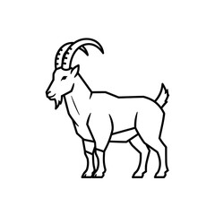 Fototapeta premium Ibex Goat Icon Line Art Silhouette on White Background