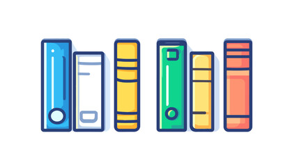 Fototapeta premium Cartoon illustration featuring a row of colorful, stylized books with bold outlines against white