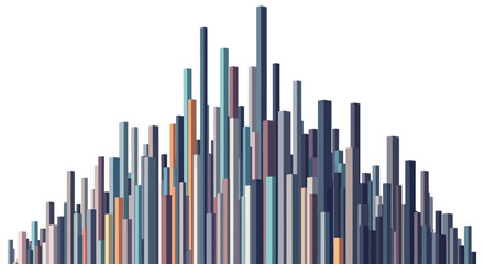 Obraz premium A colorful cityscape graph shows a vibrant nighttime scene with tall buildings, bright lights, and bustling streets in a modern metropolis with architecture, city, graph, bars, and data.
