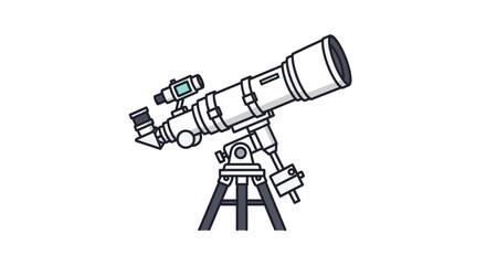 Fototapeta premium Astronomers observe celestial bodies with a large telescope on a sturdy tripod stand in an observatory at nighttime.