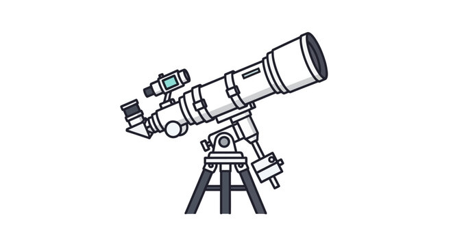 Astronomers observe celestial bodies with a large telescope on a sturdy tripod stand in an observatory at nighttime.