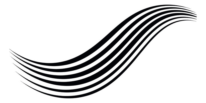 Abstract line art illustration of curved lines depicting dynamic movement for graphic design