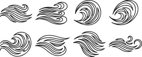 Fototapeta premium Abstract ink patterns showing various swirls and loops in balanced compositions Vector