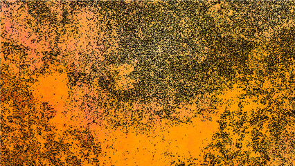 Abstract mottled surface with vibrant orange and dark textures and organic patterns and industrial appearance and grunge design and weathered effect with aged structure.