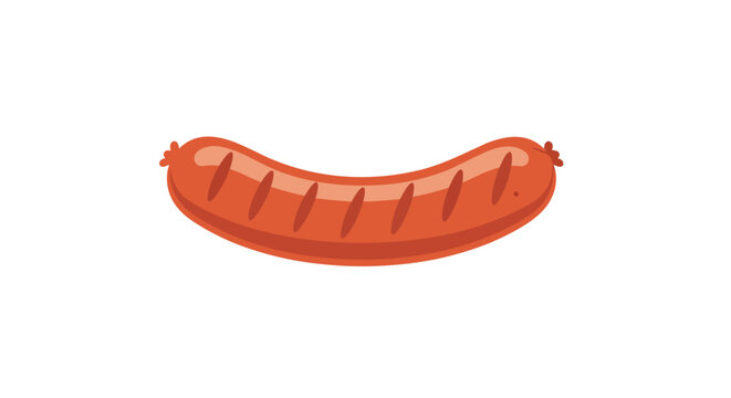 A delightful cartoon illustration of a single, plump, grilled sausage with distinct grill marks, set against a clean white background, perfect for