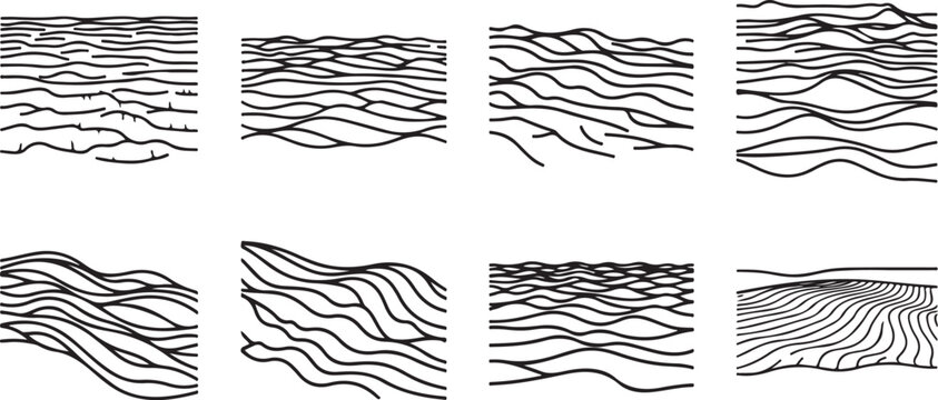 Abstract ink and water patterns in black and white with fluid, organic shapes Vector