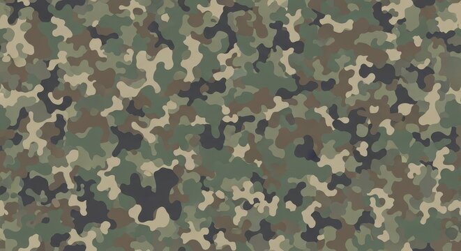 Seamless Camouflage Pattern for Military and Outdoor Themes.