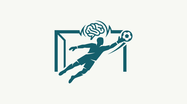 Smart Goalkeeper Making a Save with Brain Icon