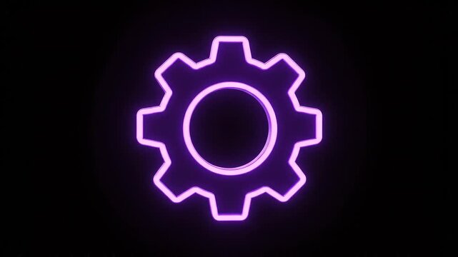 neon purple gear icon on black background