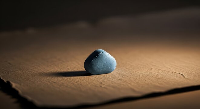 Single Blue Stone Pebble on Textured Surface