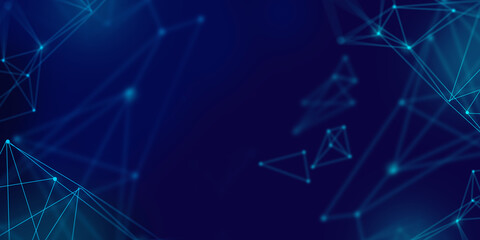 Abstract Blue Network Background with Connected Dots and Lines, Futuristic Digital Technology Design © Abduls