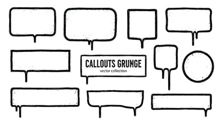 Obraz premium Set of grunge callouts and speech bubbles with dripping paint effect