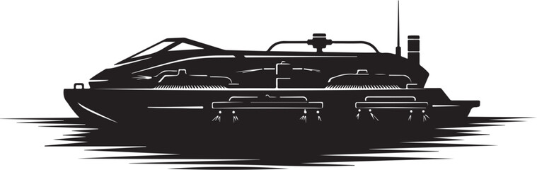 Luxury yacht, boat, silhouette, vector, black, iconic, nautical, watercraft © Abu