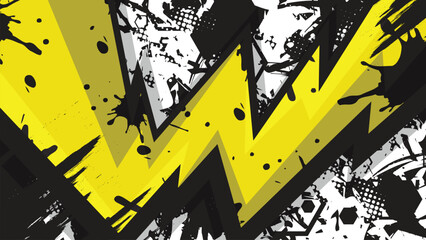 Fototapeta premium Abstract Racing Background Yellow Black Sharp Geometric Sports Wrap Design