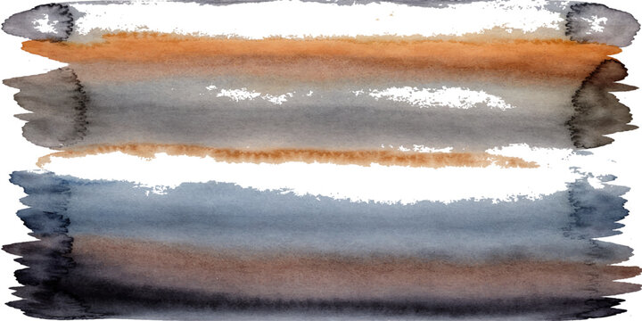 An old paper texture background featuring a paintbrush stroke over a tranquil misty lake with mountain reflections and foggy forest trees at sunrise