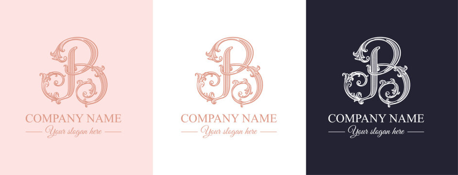 Luxury logo monogram letter B in vintage ornamental style with decorative elements. Ideal for branding, business and premium identity.