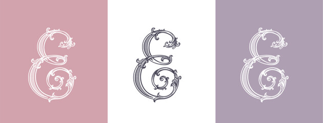 Luxury logo monogram letter E in vintage ornamental style with decorative elements. Ideal for branding, business and premium identity. © Alwih