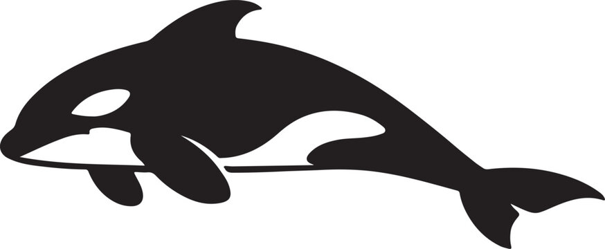 Orca Killer Whale Silhouette Swimming Side View Illustration